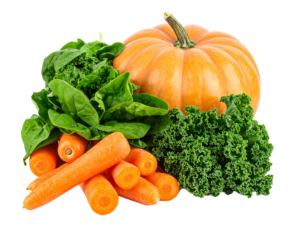 carrots pumpkin spinach kale