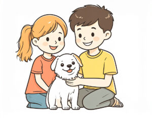 two children with their dog 1
