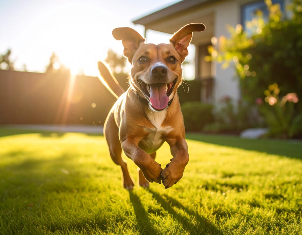 Active energetic dog enjoying improved vitality through high quality nutrition for low energy problems